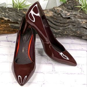 Rockport Total Motion 75mm Wine Burgundy Patent Pointed Toe Pump Heel
